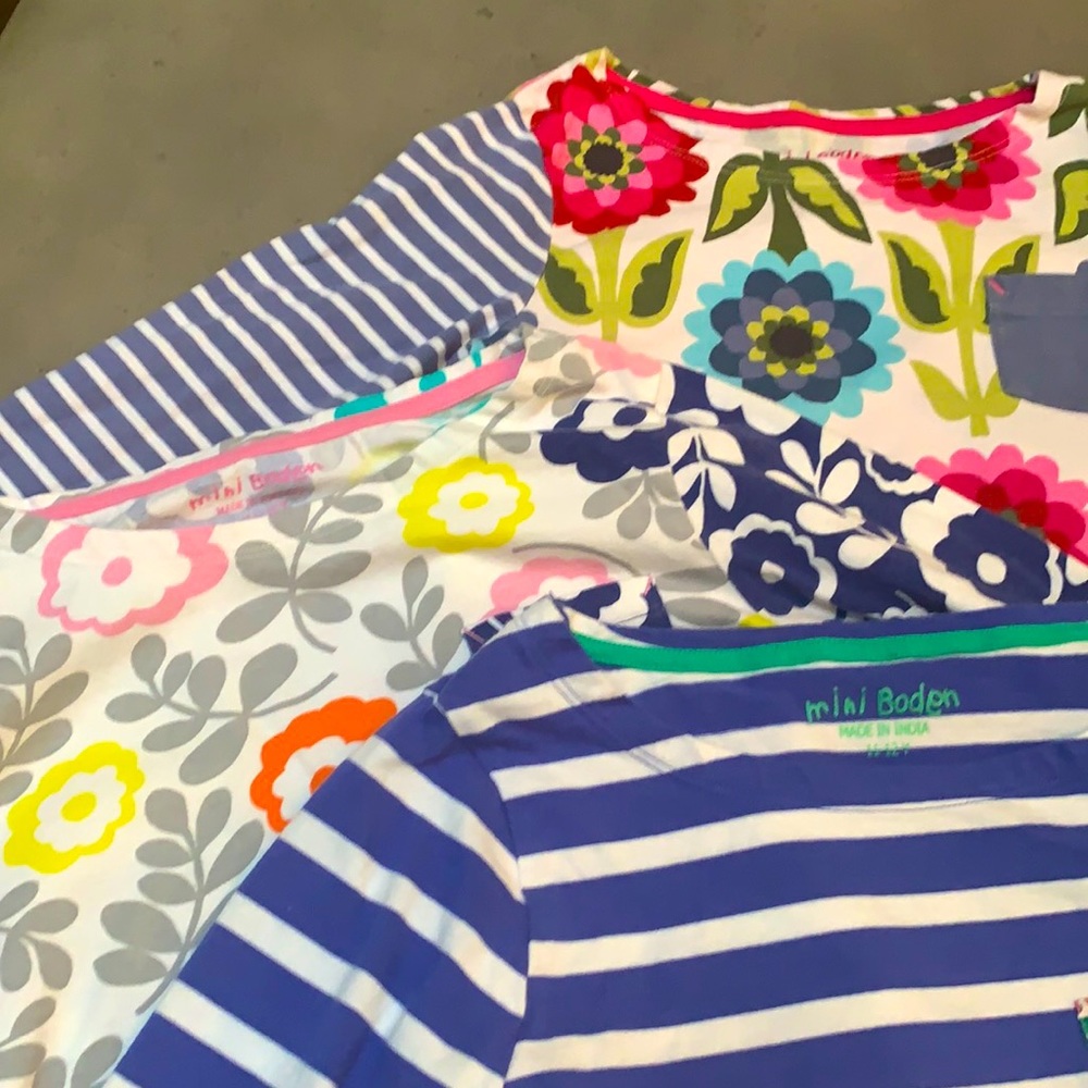 3 Mini Boden long sleeve t-shirts.